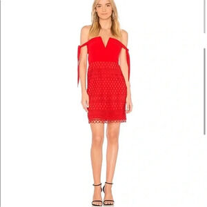 Revolve Stylestalker red crochet lace mini dress